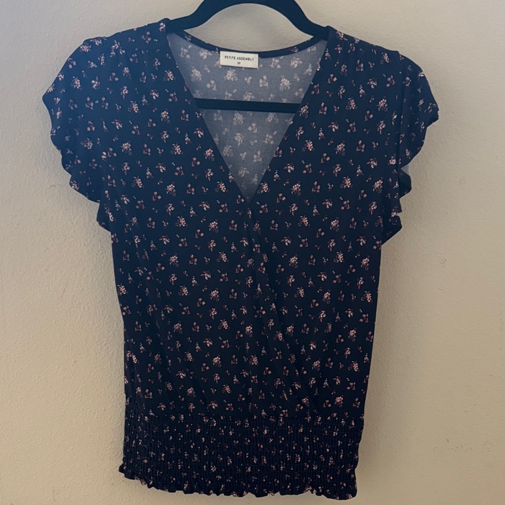 French Connection Navy Floral Blouse